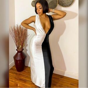 Elegant Black and White Dress